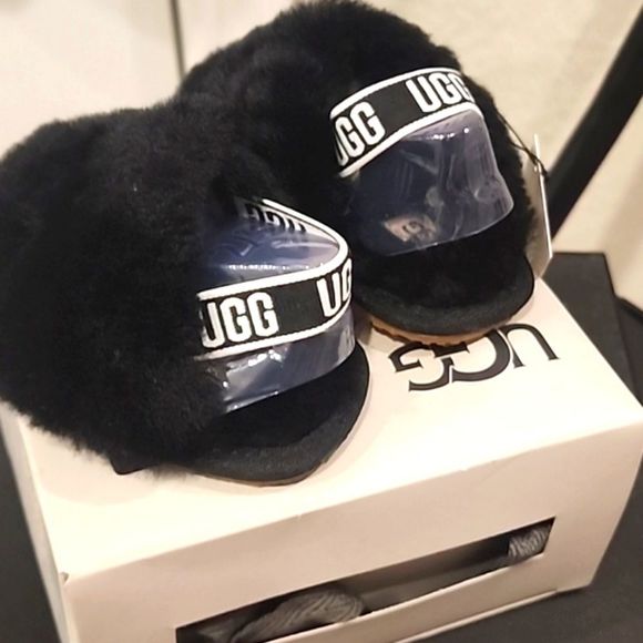 Ugg Fluff Yeah Infant Slides- Black - Picture 6 of 8